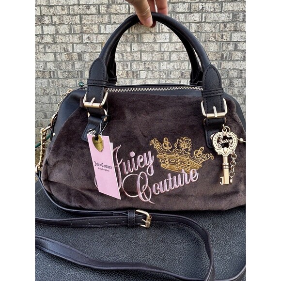 Juicy Couture The Key to Juicy Satchel Chocolate Chic Brown Velvet Y2K NWT - Picture 1 of 8